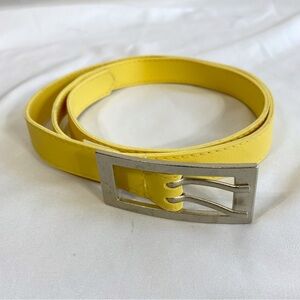 Pale Yellow Double Buckle Prong Thin Belt 3/4”